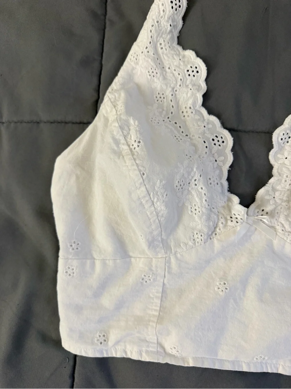 Free People White Eyelet Halter Crop Top